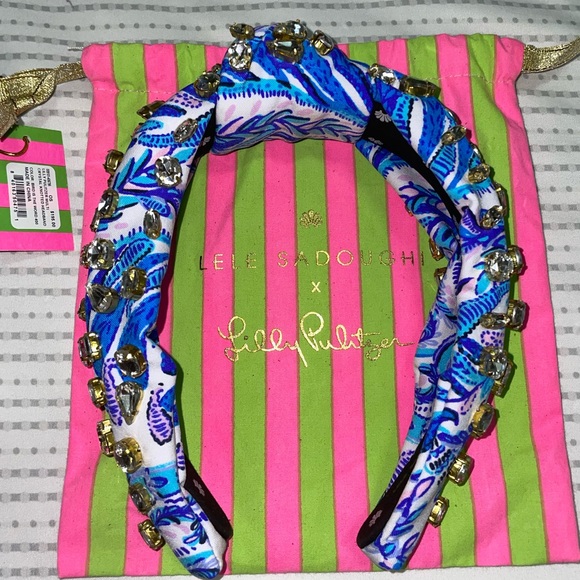 Lele Sadoughi x Lilly Pulitzer Bird Is the Word Multi Crystal Knotted Headband - Picture 2 of 2